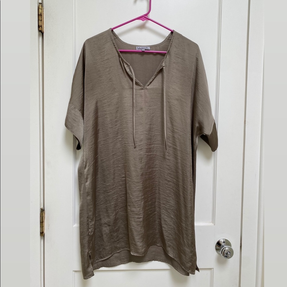 Tutu & Lilli Silk-Like Green Shirt Dress